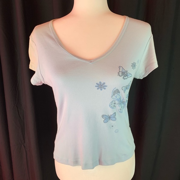 In Charge blue butterfly tee size L - Picture 1 of 5